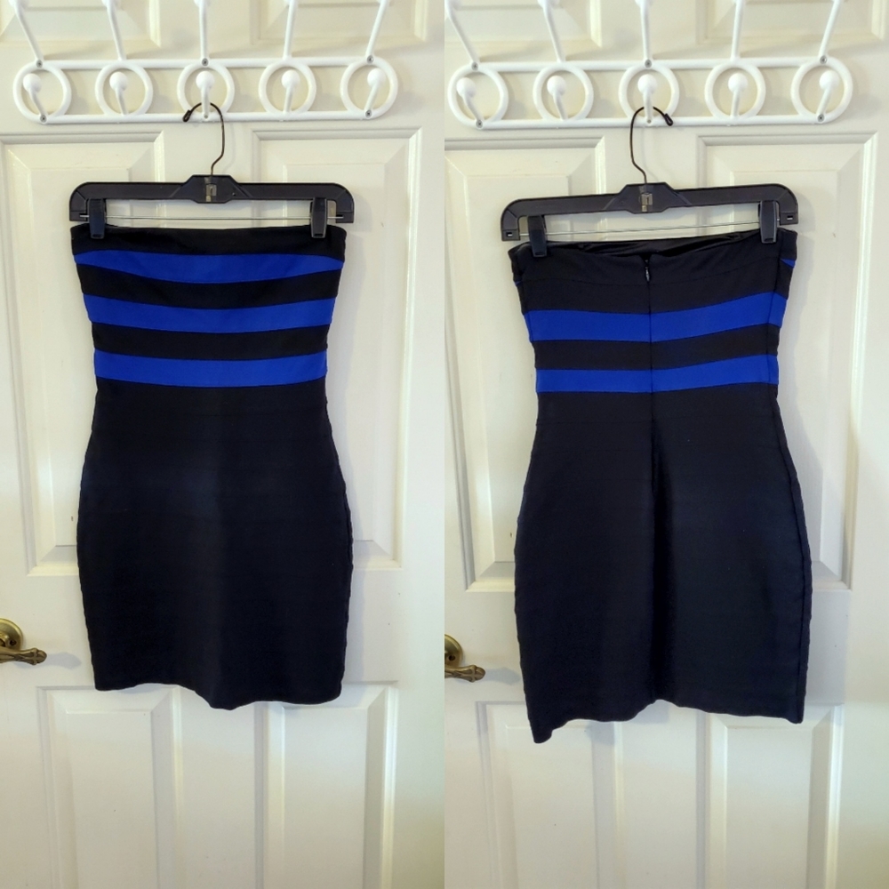 Express Striped Strapless Bodycon Dress